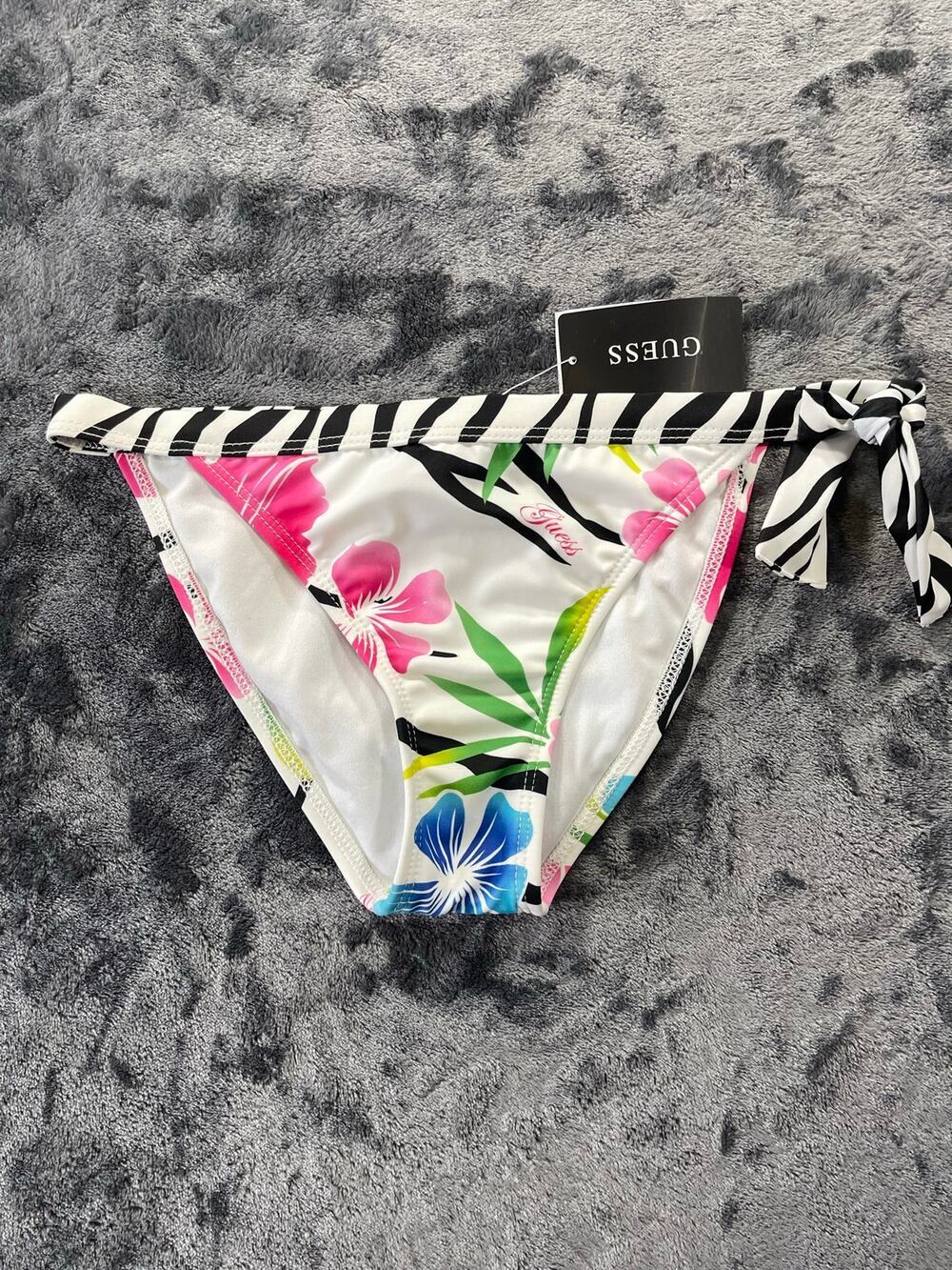 Y2K NWT Guess Safari So Good Zebra Floral Banded Bikini Bottom Small S